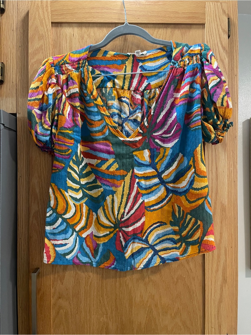 Christian Siriano Multicolor Tropical Leaf Print Blouse (Large)